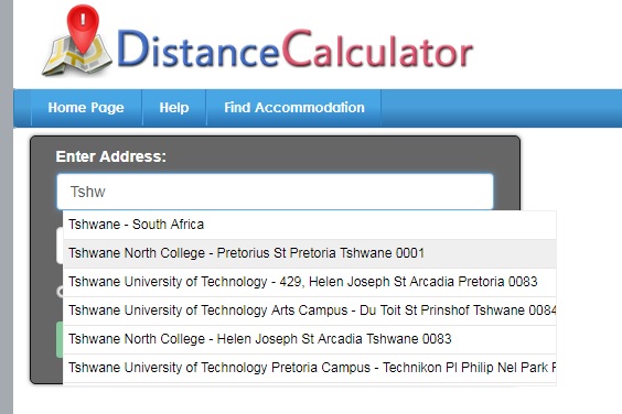 Distance Chart South Africa